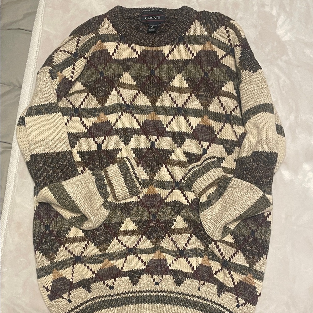 GANT vintage downtown oversized sweater - Brown, Cream, and Green